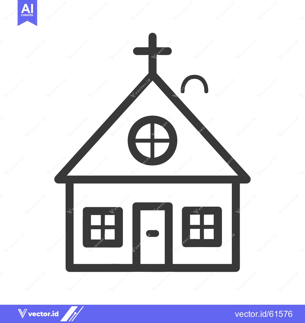 Premium Vector dari Simple outlined illustration of a house of worship building