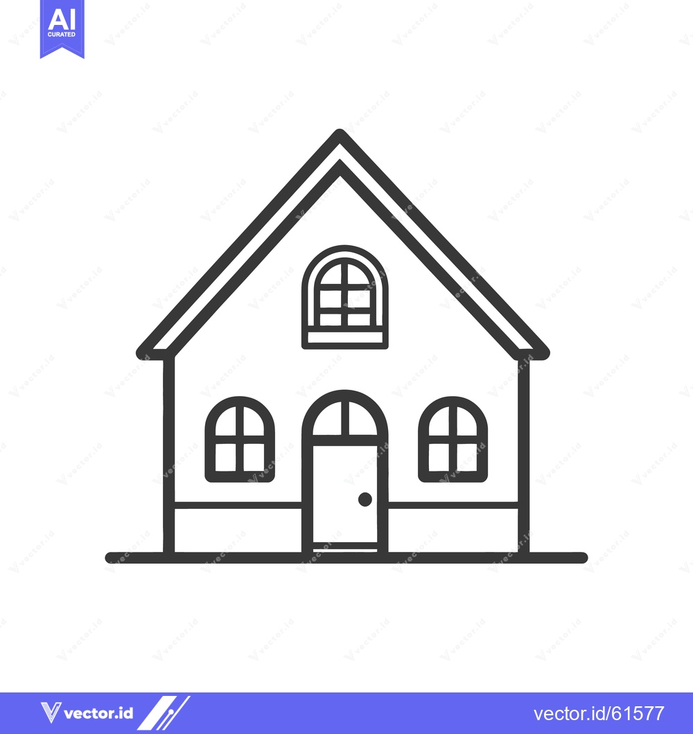 Premium Vector of Simple black and white line drawing depicting a house structure