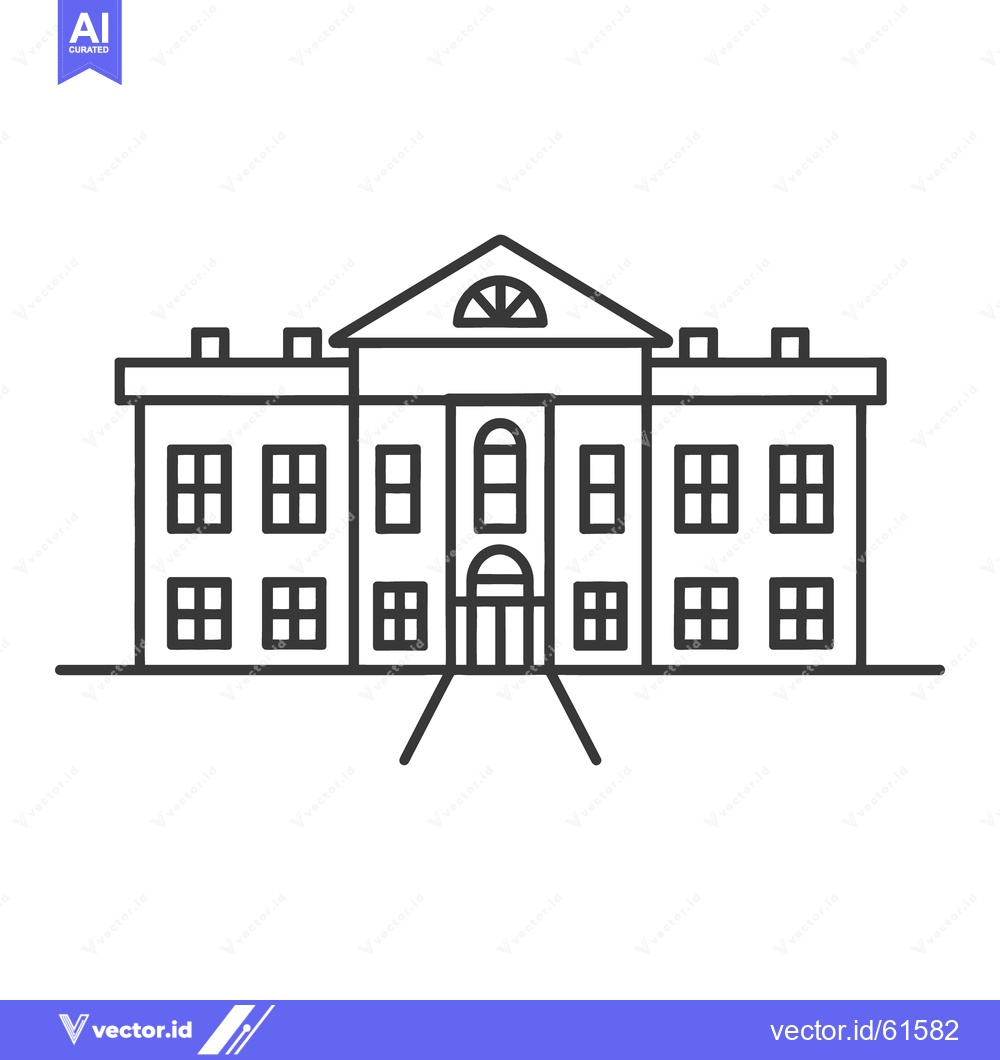 Premium Vector dari A simple black and white illustration of a large building