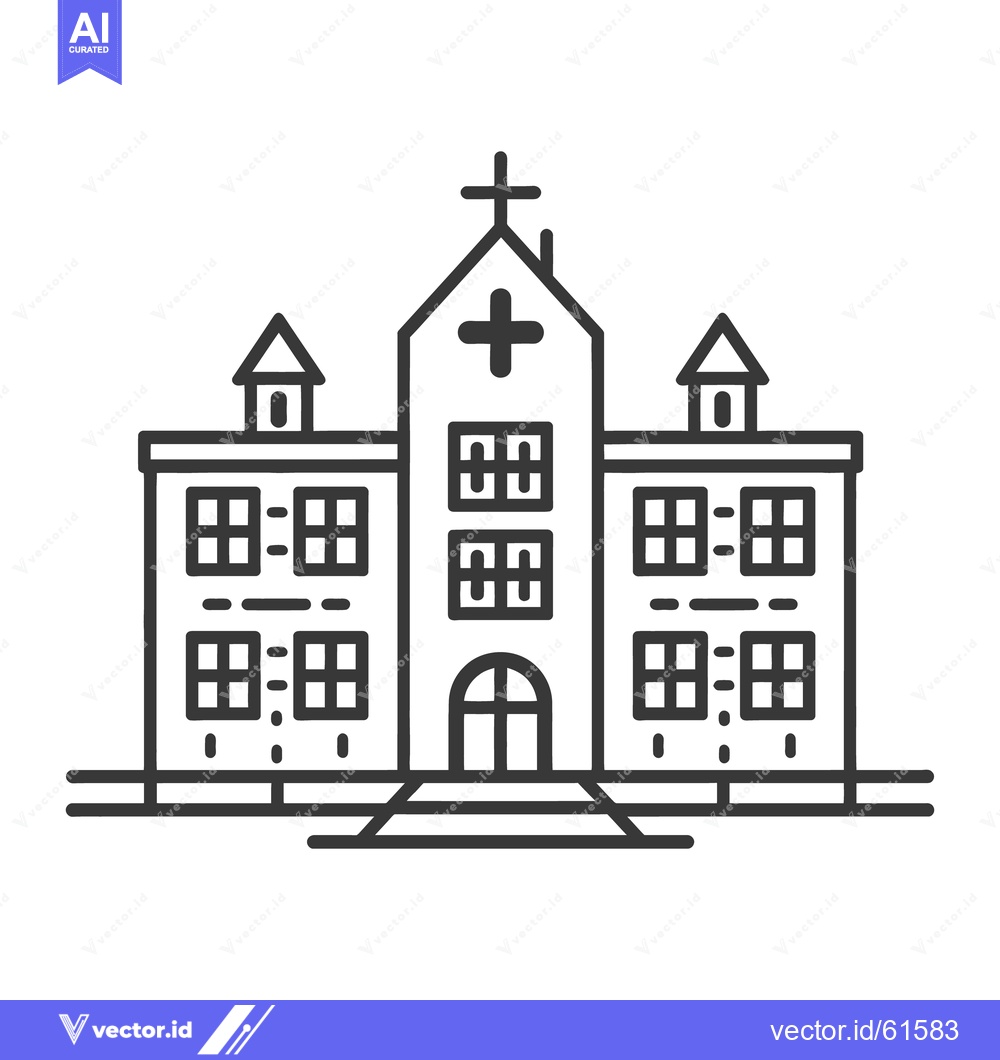 Premium Vector dari Simple black and white line drawing of a building