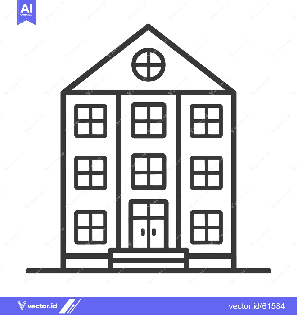 Premium Vector of A black and white illustration of a three story building structure