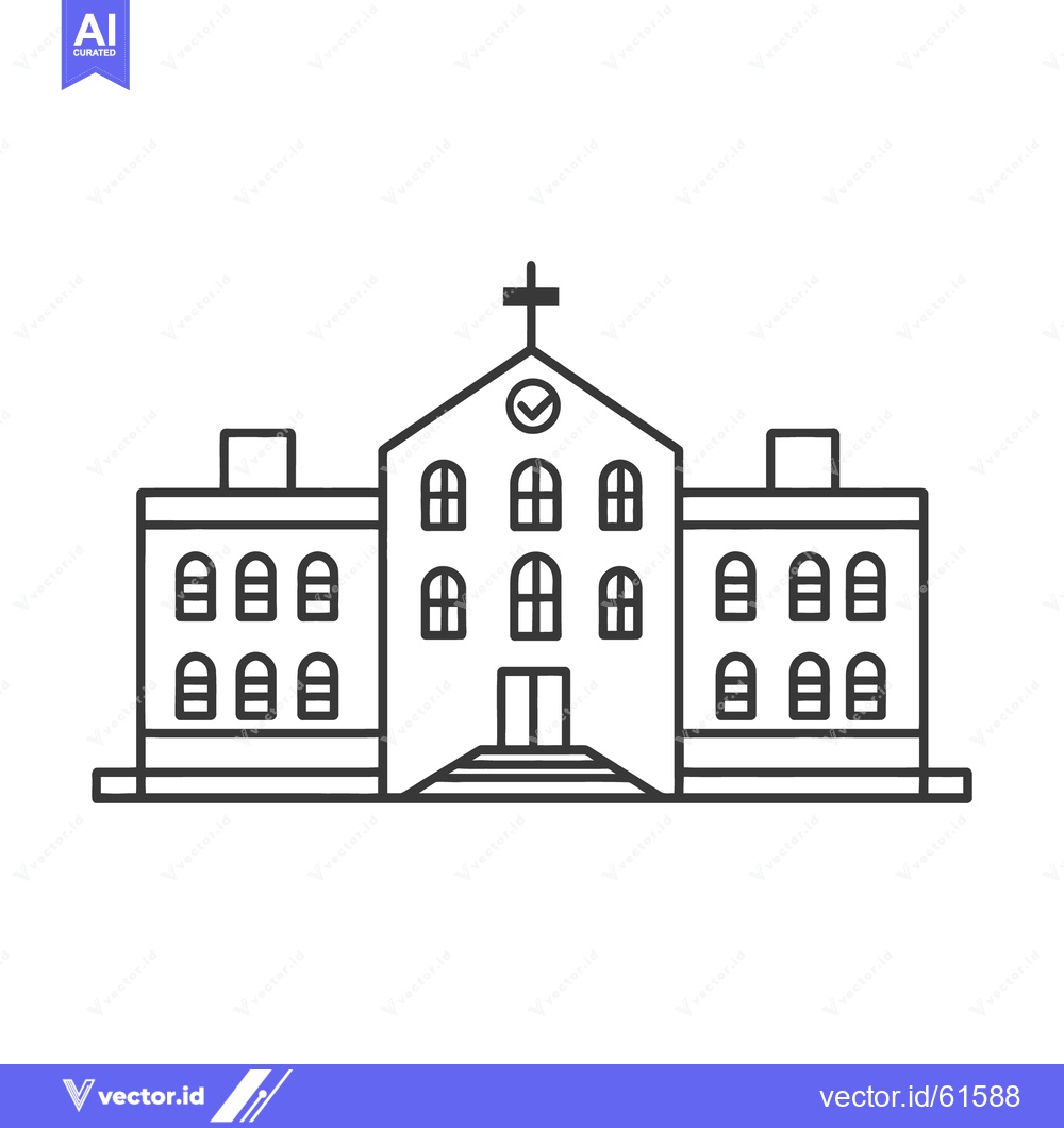 Premium Vector dari A Simple Vector Illustration of a Church or School Building