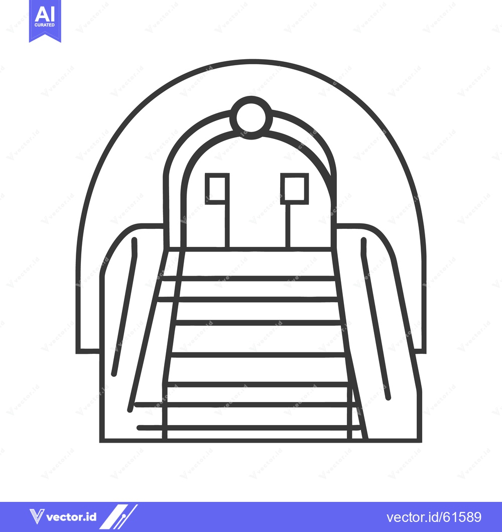 Premium Vector dari A monochrome illustration depicts a structure with steps and an arch