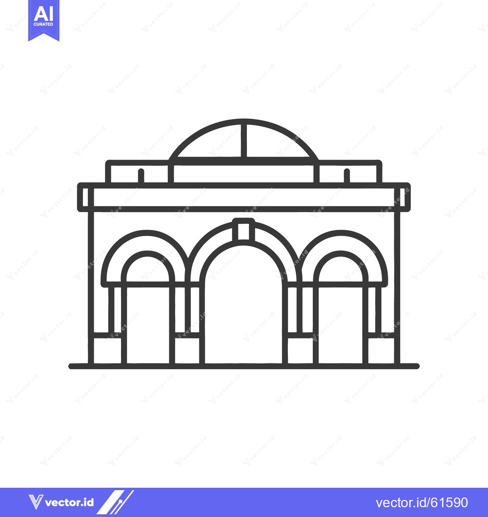 Premium Vector of A simple architectural outline depicting a building with arches and a