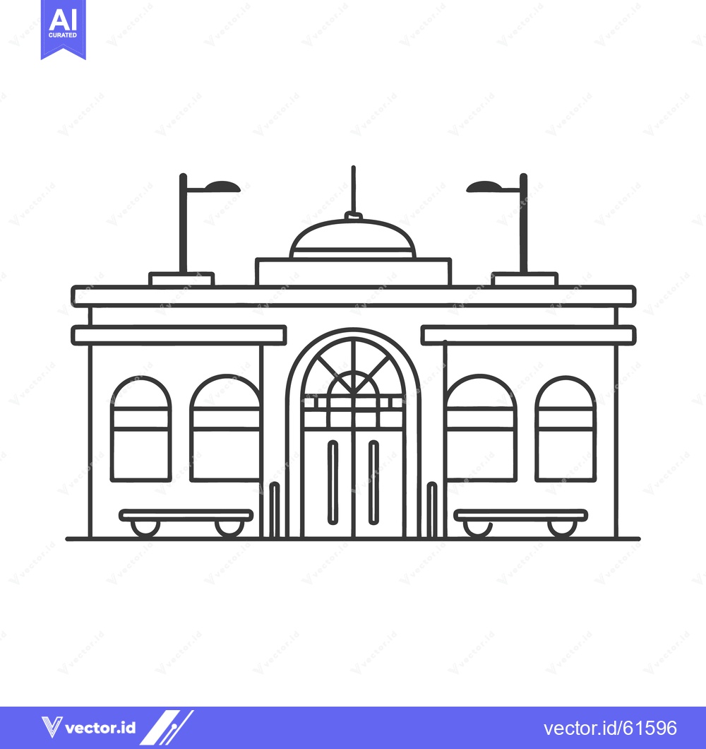 Premium Vector dari A vector illustration depicts a building with multiple architectural f