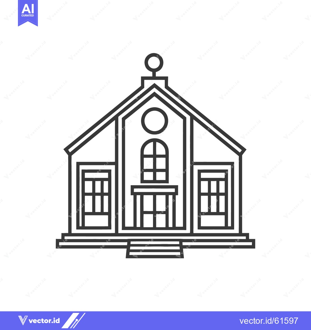 Premium Vector dari A simple black and white architectural illustration of a building faca