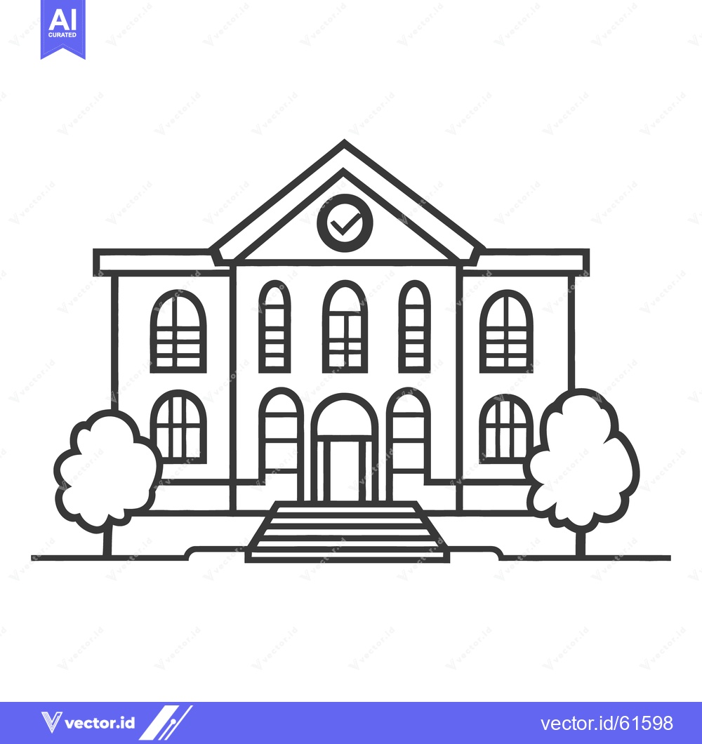 Premium Vector of A black and white outline illustration of a stately building