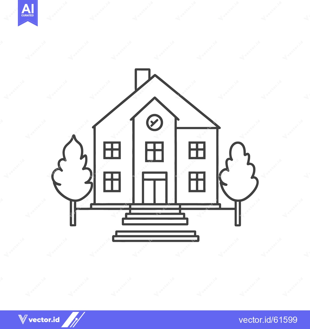 Premium Vector of A simple black and white illustration of a school building