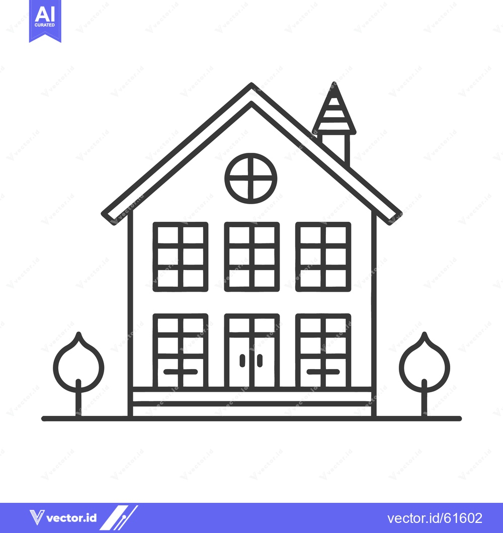 Premium Vector dari A detailed linear drawing of a traditional two story house