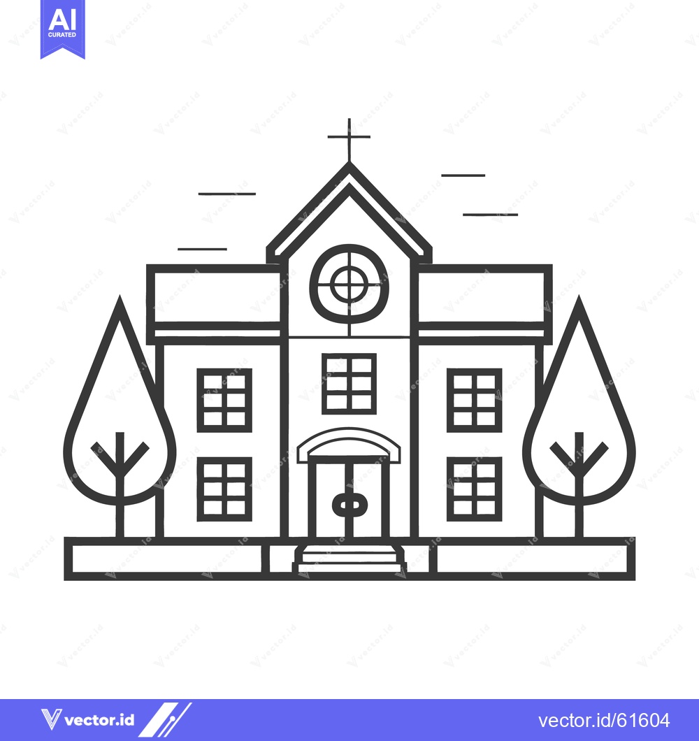 Premium Vector of A simple architectural illustration of a building with a cross on top