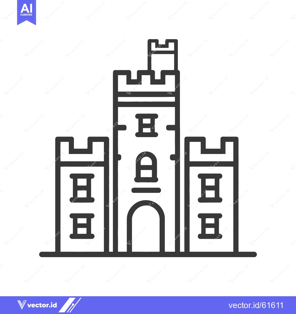 Premium Vector dari A simplified vector illustration of a castle with turrets and windows