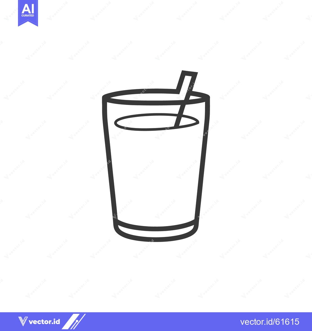 Premium Vector of A simple line drawing of a glass with a straw