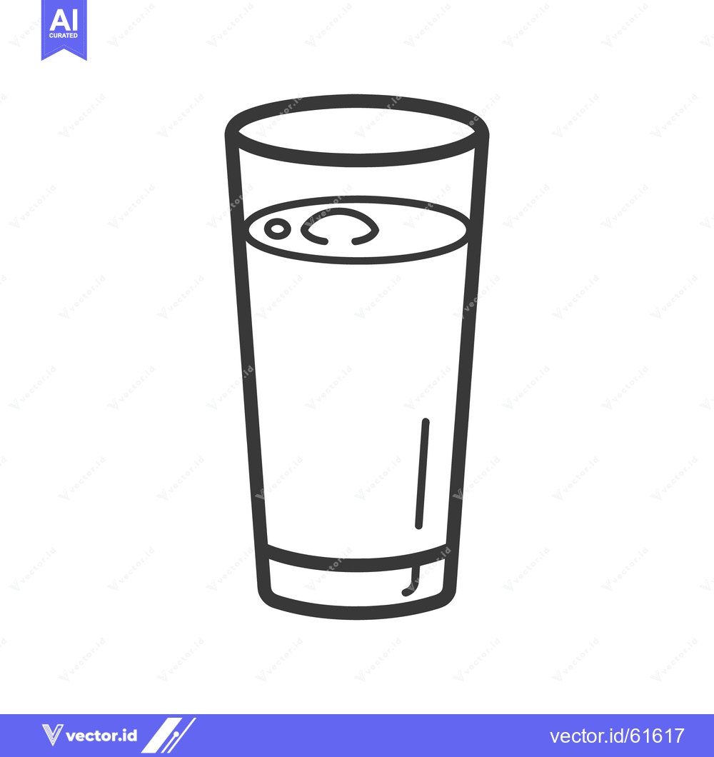 Premium Vector dari A detailed outline drawing of a simple glass filled with liquid