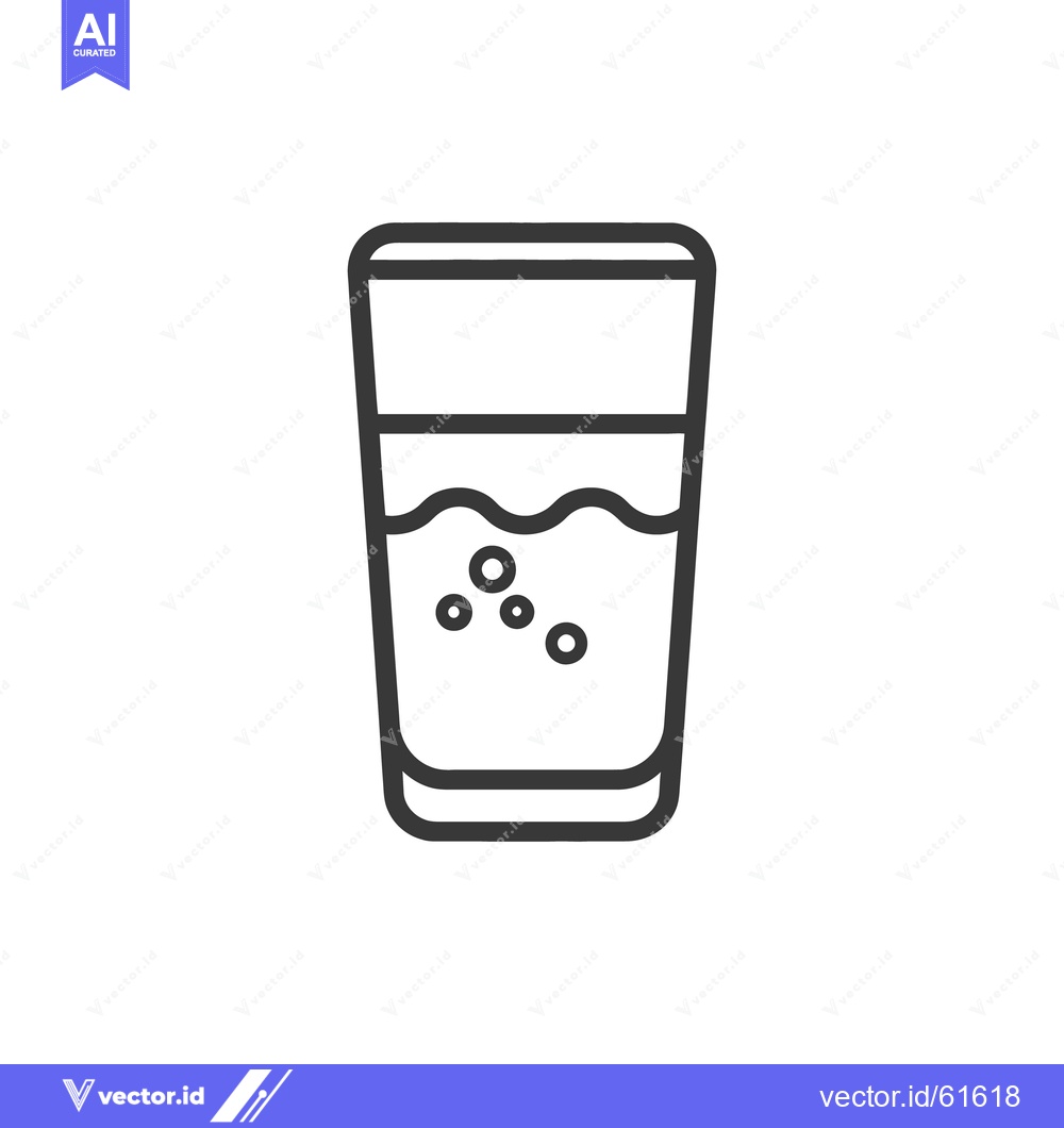 Premium Vector dari A simple line drawing shows a glass with beverage inside it