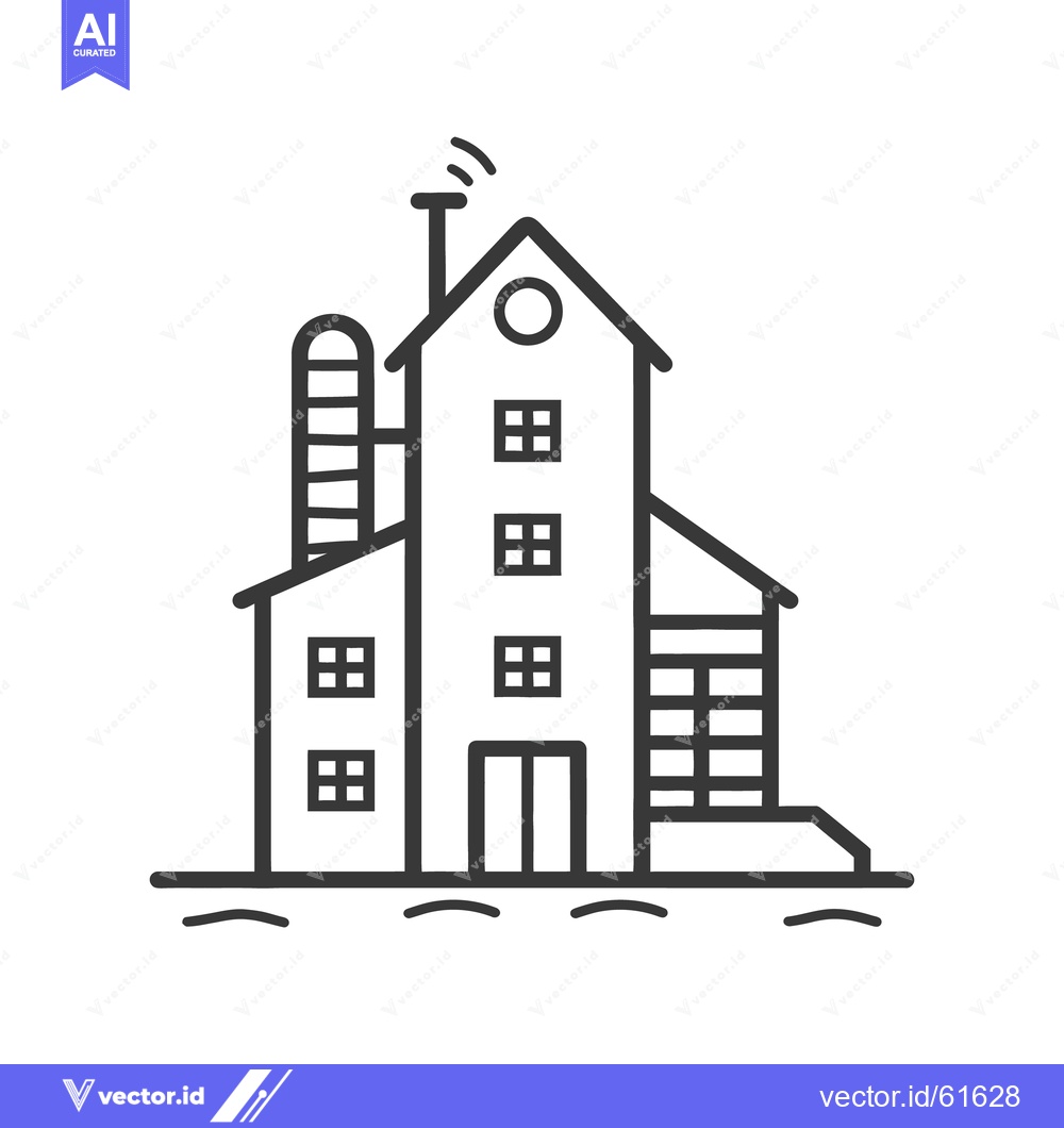 Premium Vector of A black and white minimalist illustration of a building structure