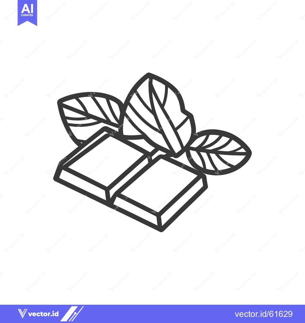 Premium Vector dari A simple line drawing of chocolate and green leaves