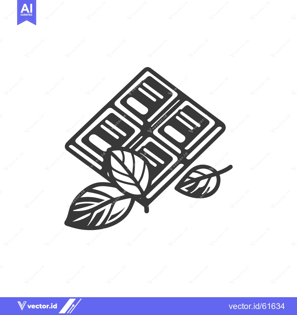 Premium Vector dari A stylized illustration of chocolate and some leaves on white