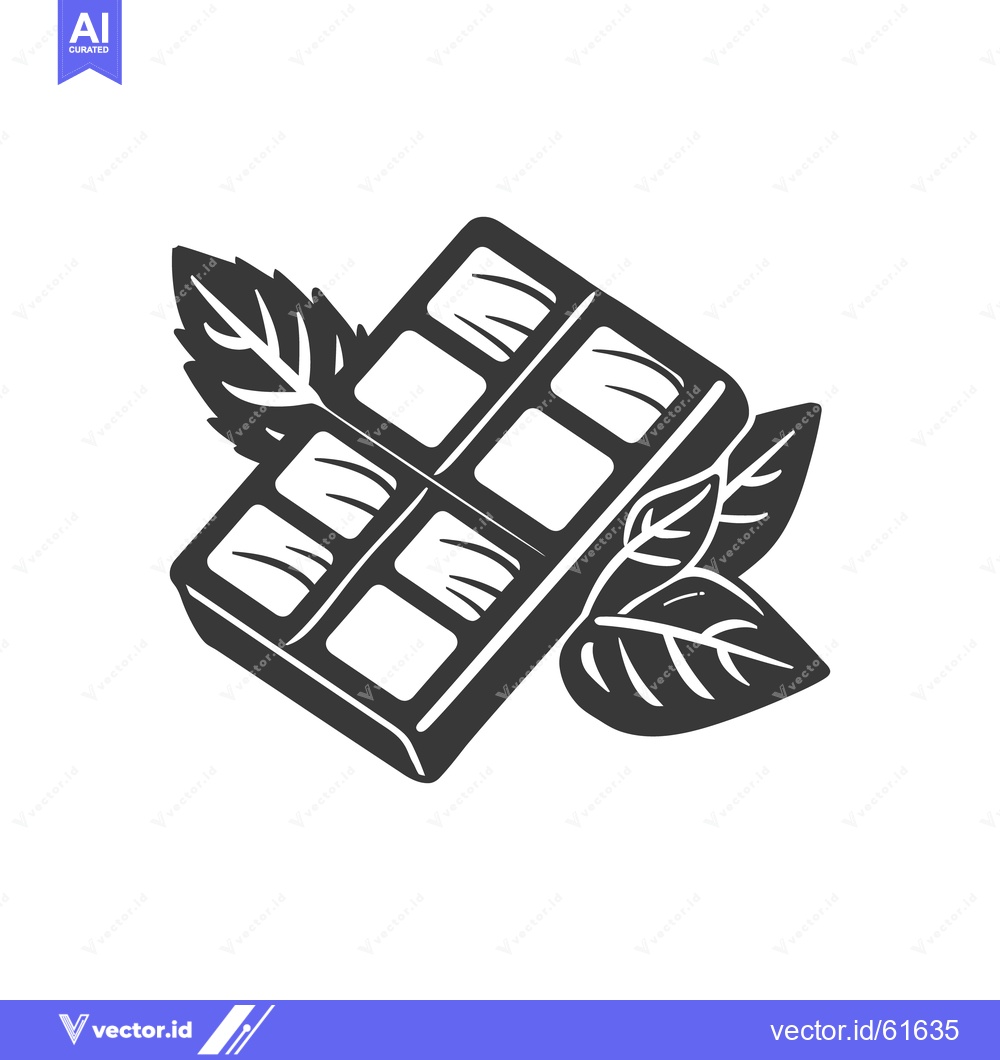 Premium Vector dari A dark chocolate bar with fresh mint leaves beside it