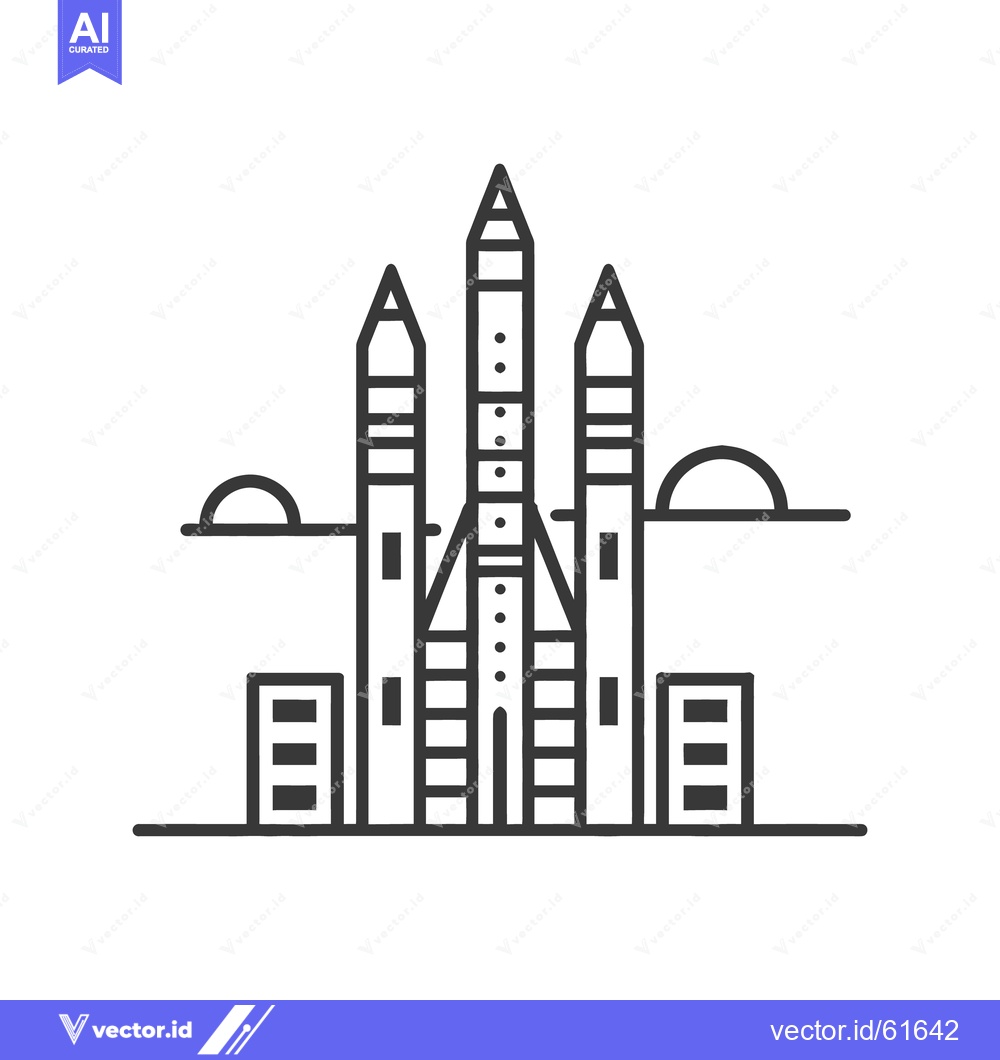 Premium Vector dari A black and white illustration of a space launch rocket