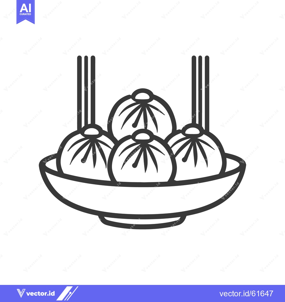 Premium Vector dari A drawing of several dumplings in a ceramic serving bowl