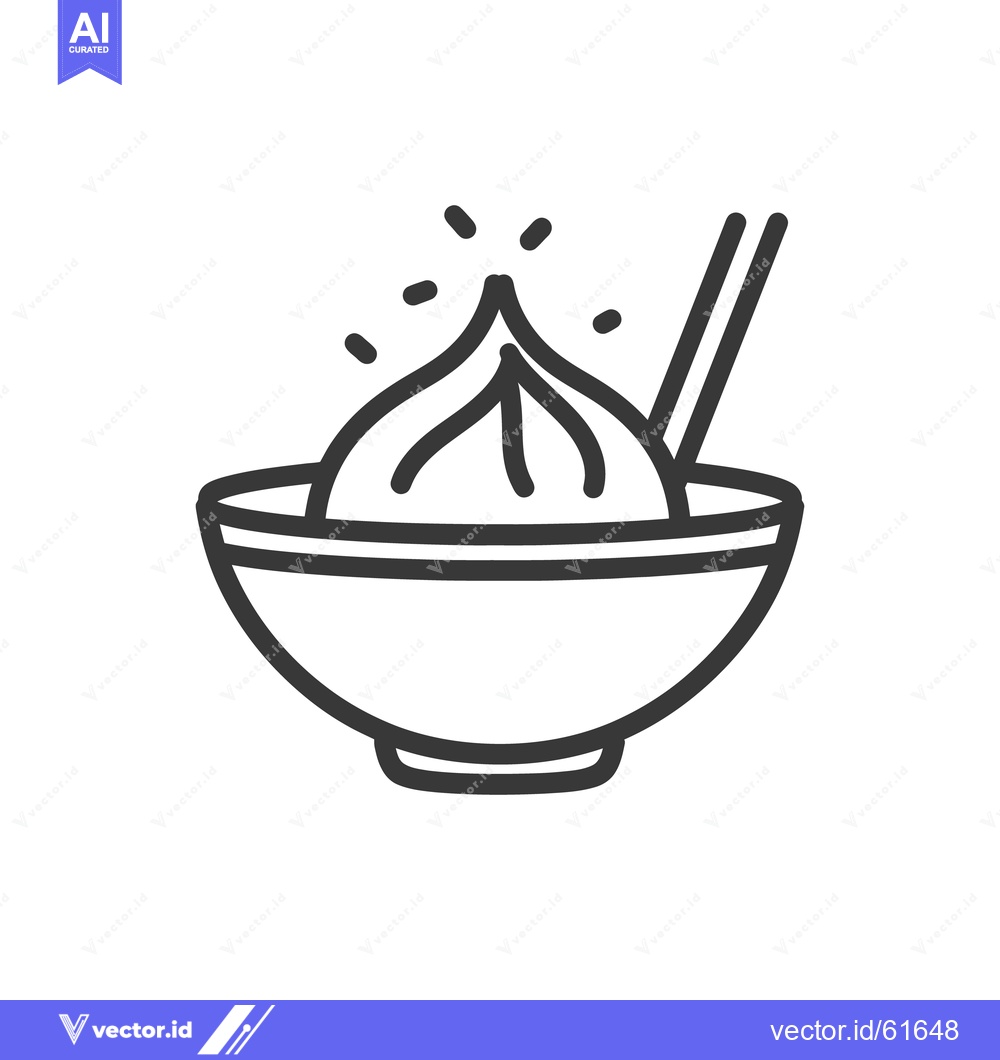 Premium Vector of A bowl containing a dumpling with chopsticks next to it