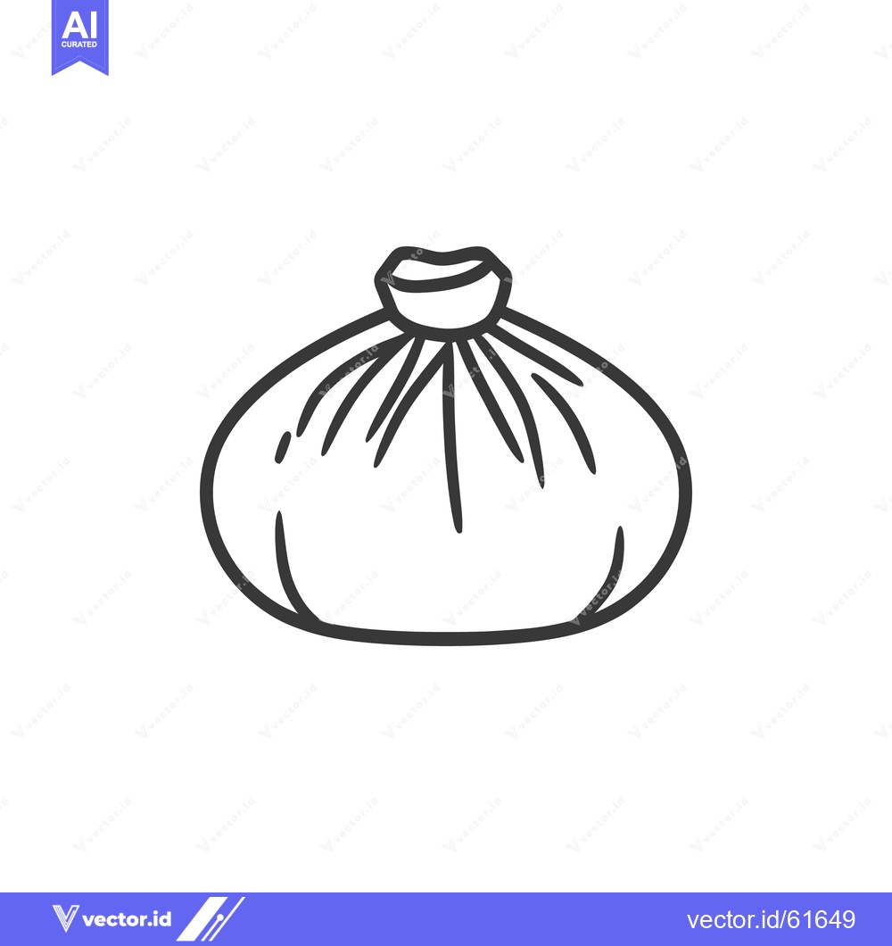 Premium Vector of A simple line drawing depicts a closed tied pouch