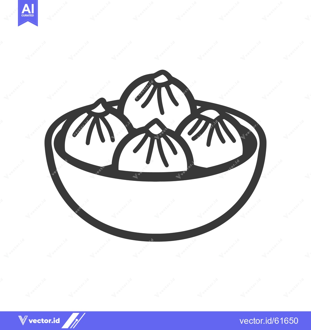 Premium Vector dari A bowl of steamed dumplings is shown in this simple illustration