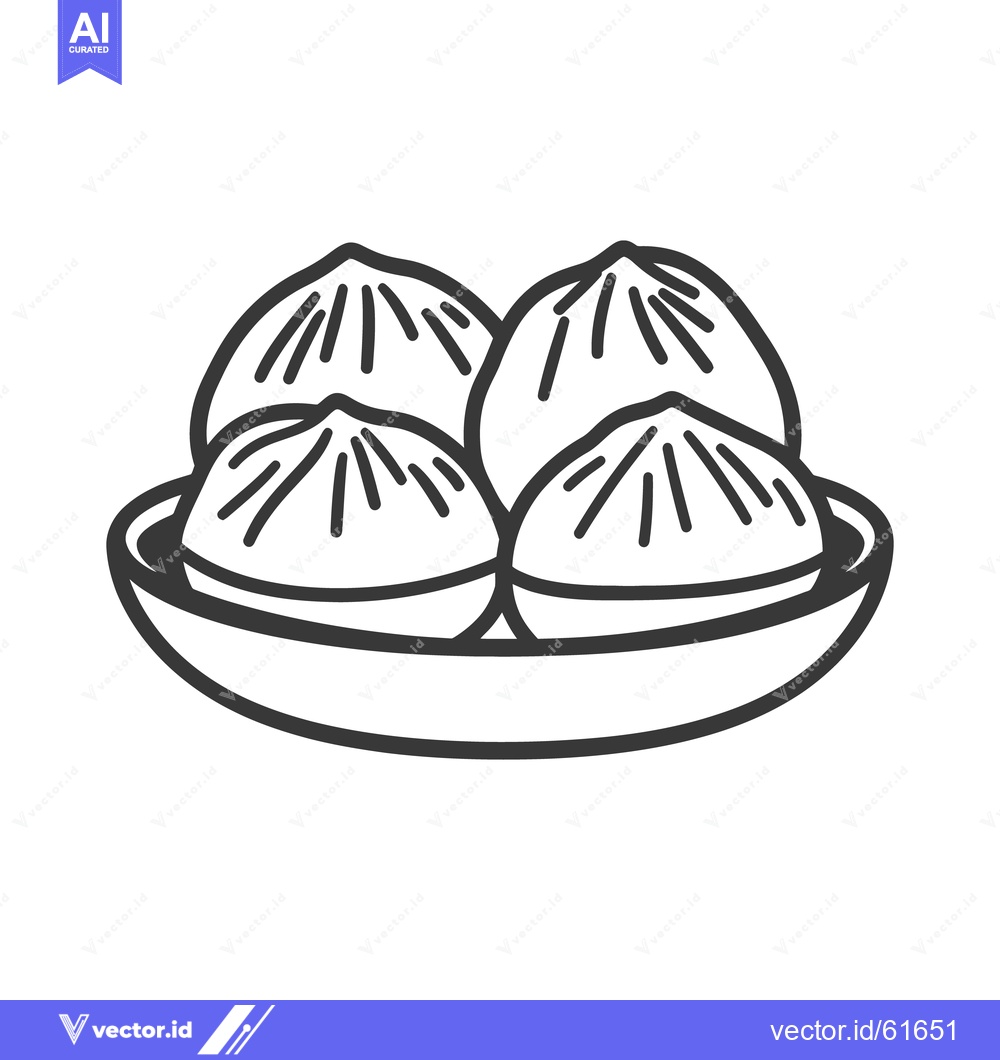 Premium Vector dari Four Steamed Dumplings Served On A Simple Round Plate