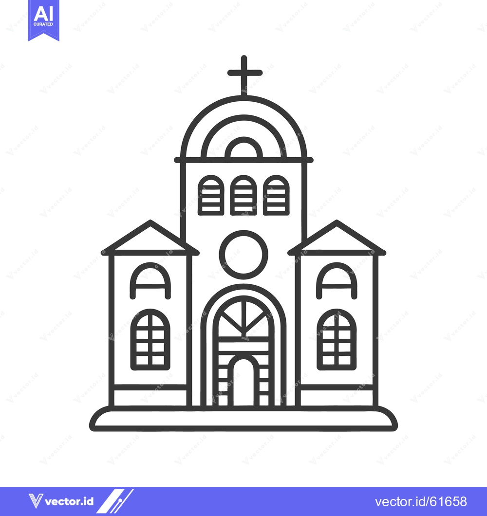 Premium Vector of A Simple Linear Vector Illustration of a Church Building