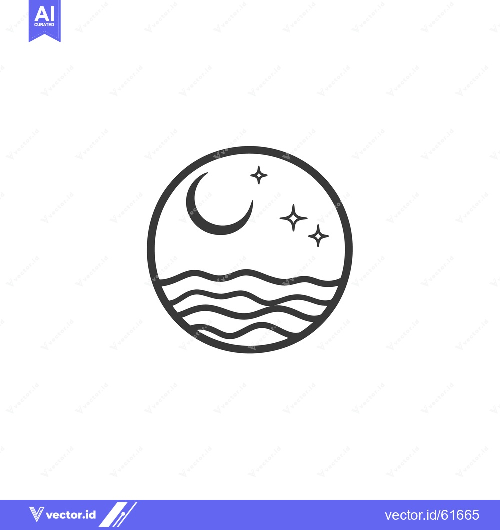 Premium Vector dari A black and white depiction of a night sky and ocean