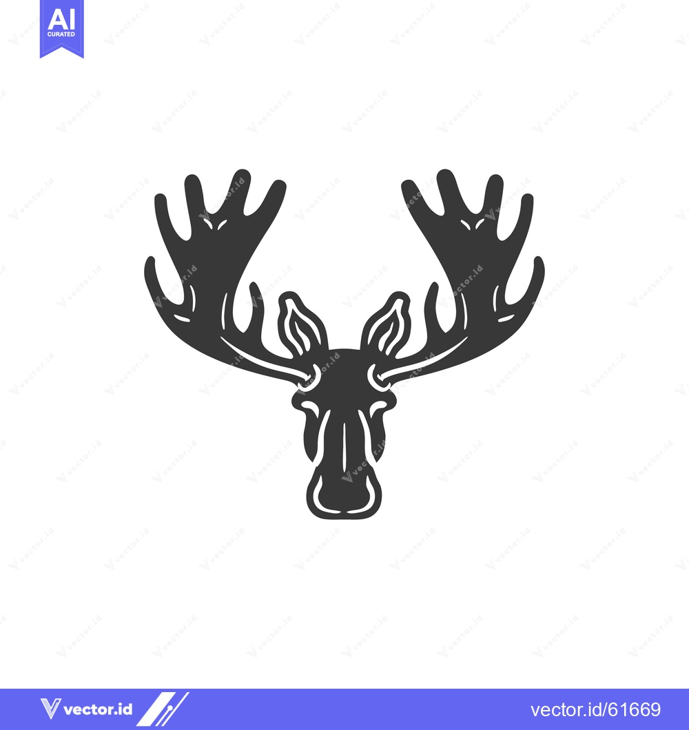 Premium Vector of A stylized illustration shows the head and antlers of a moose
