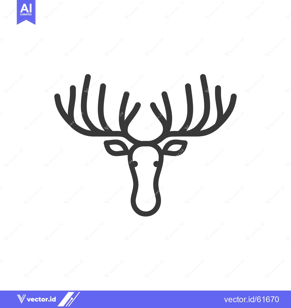 Premium Vector dari A simple line drawing of a deer head and antlers