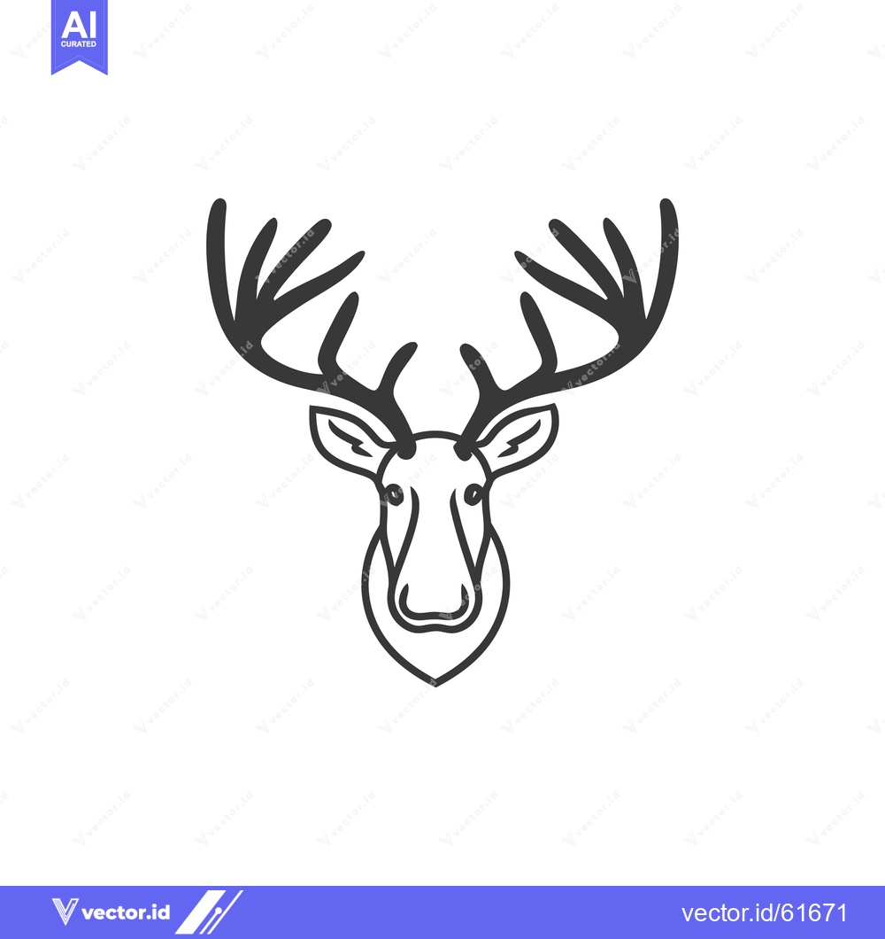 Premium Vector of A simplified graphic outline of a deer head with large antlers