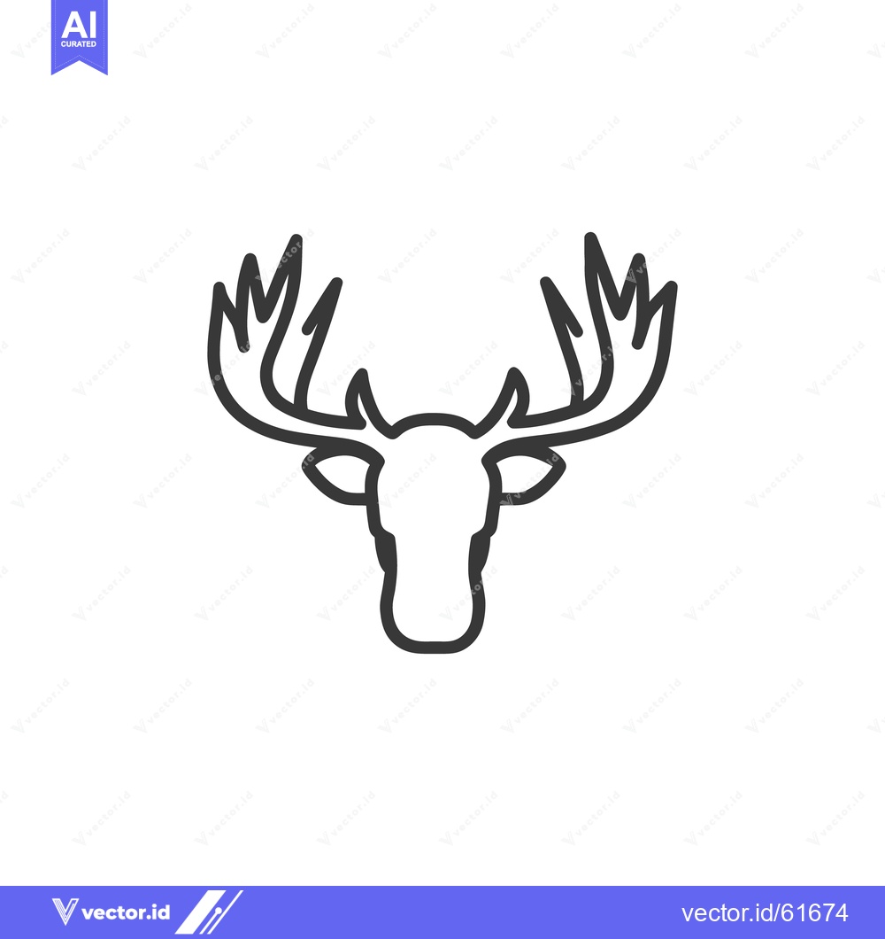 Premium Vector dari A simple outlined moose head with large antlers on display