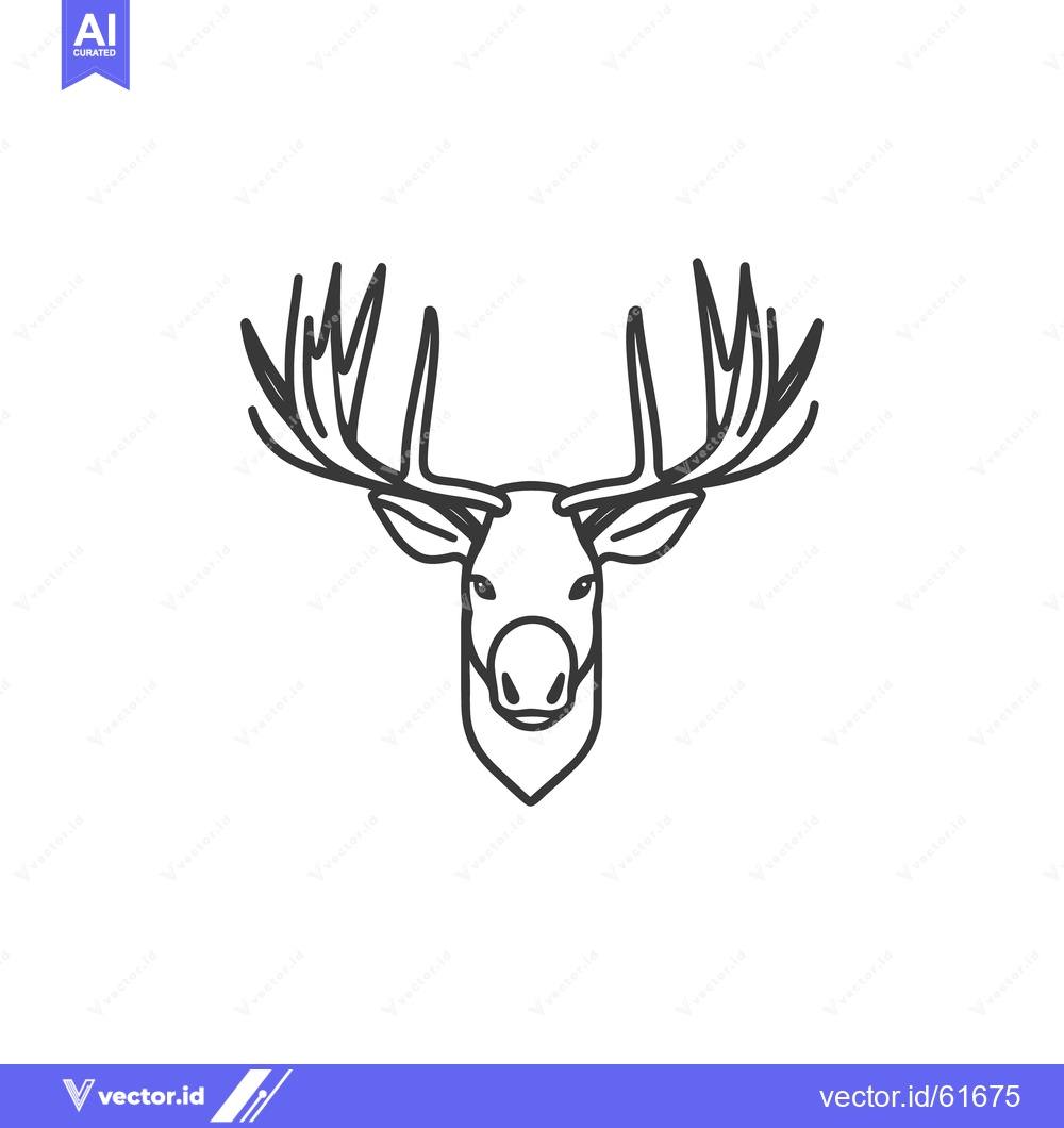 Premium Vector of A simple line drawing portrays the head of a majestic deer