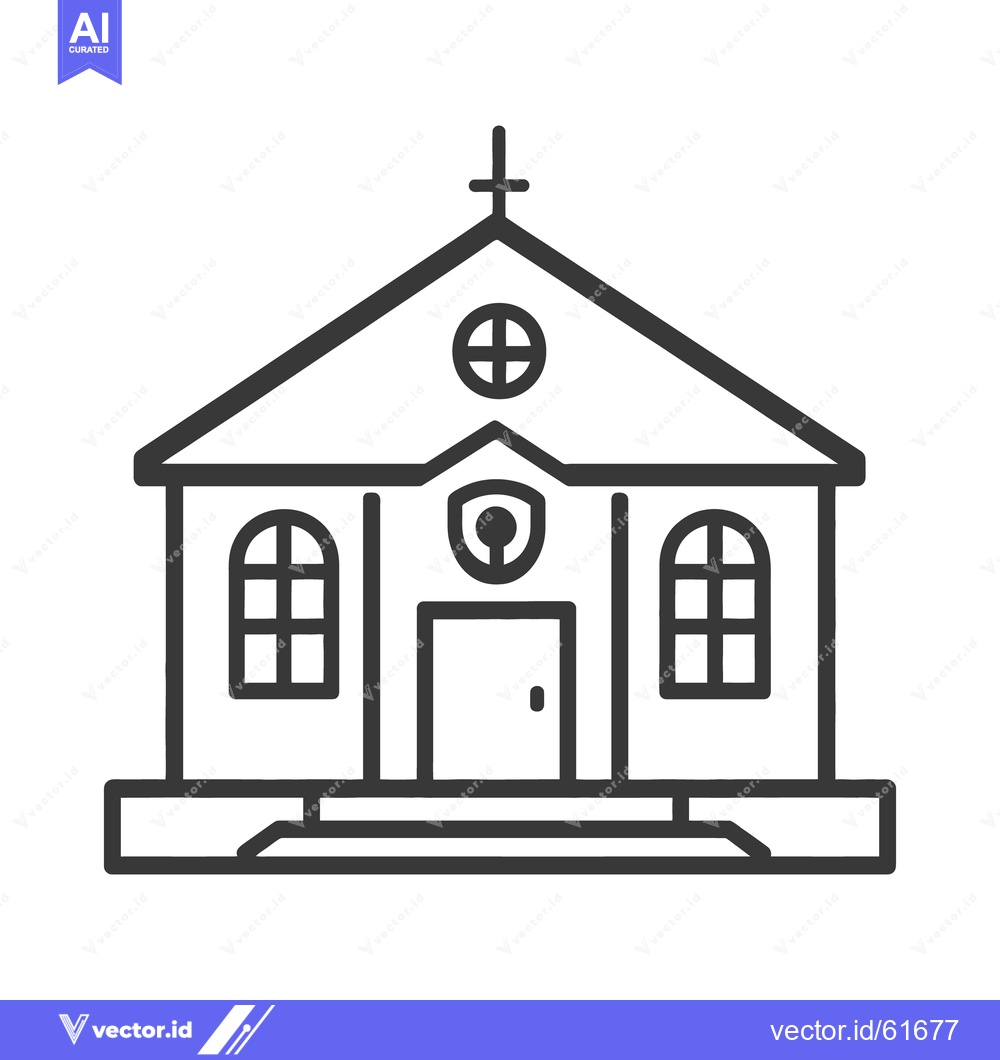 Premium Vector of A simple black and white icon depicting a small church building
