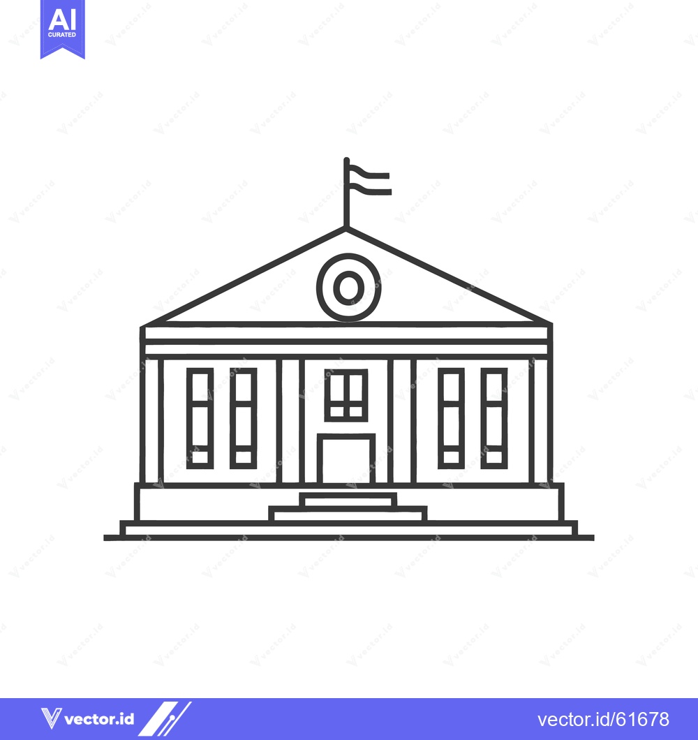 Premium Vector dari A simplistic outlined illustration of a public building with flag