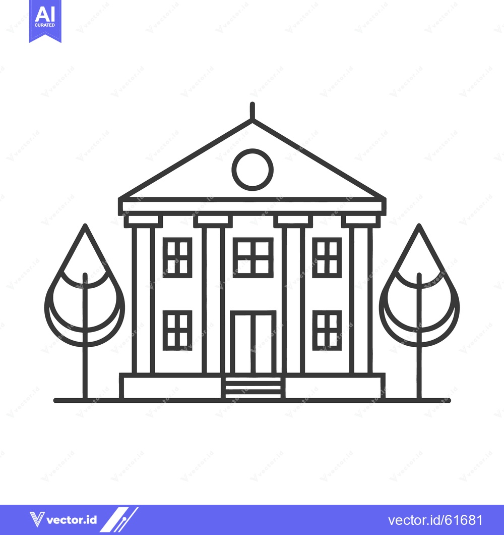 Premium Vector dari A simple black and white illustration of a large building