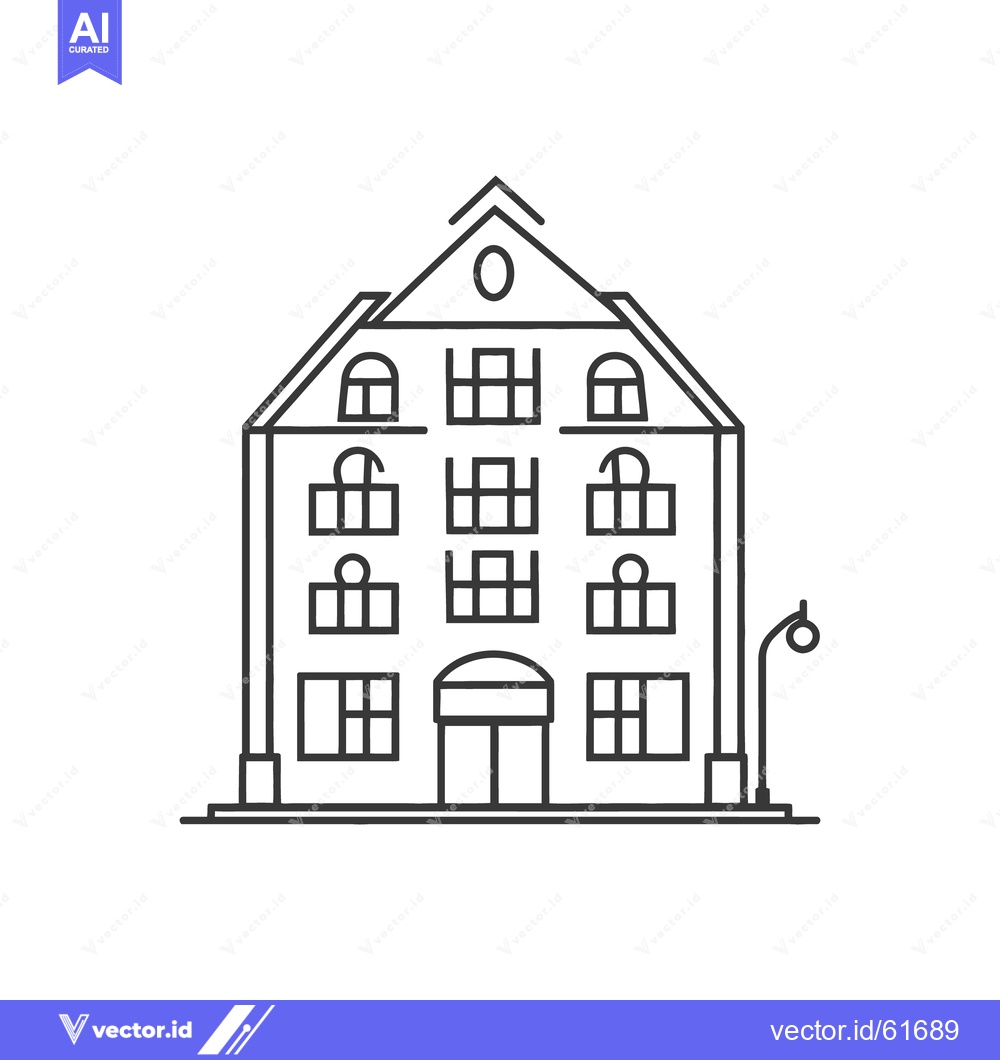 Premium Vector dari A minimalistic black and white illustration depicting a residential bu