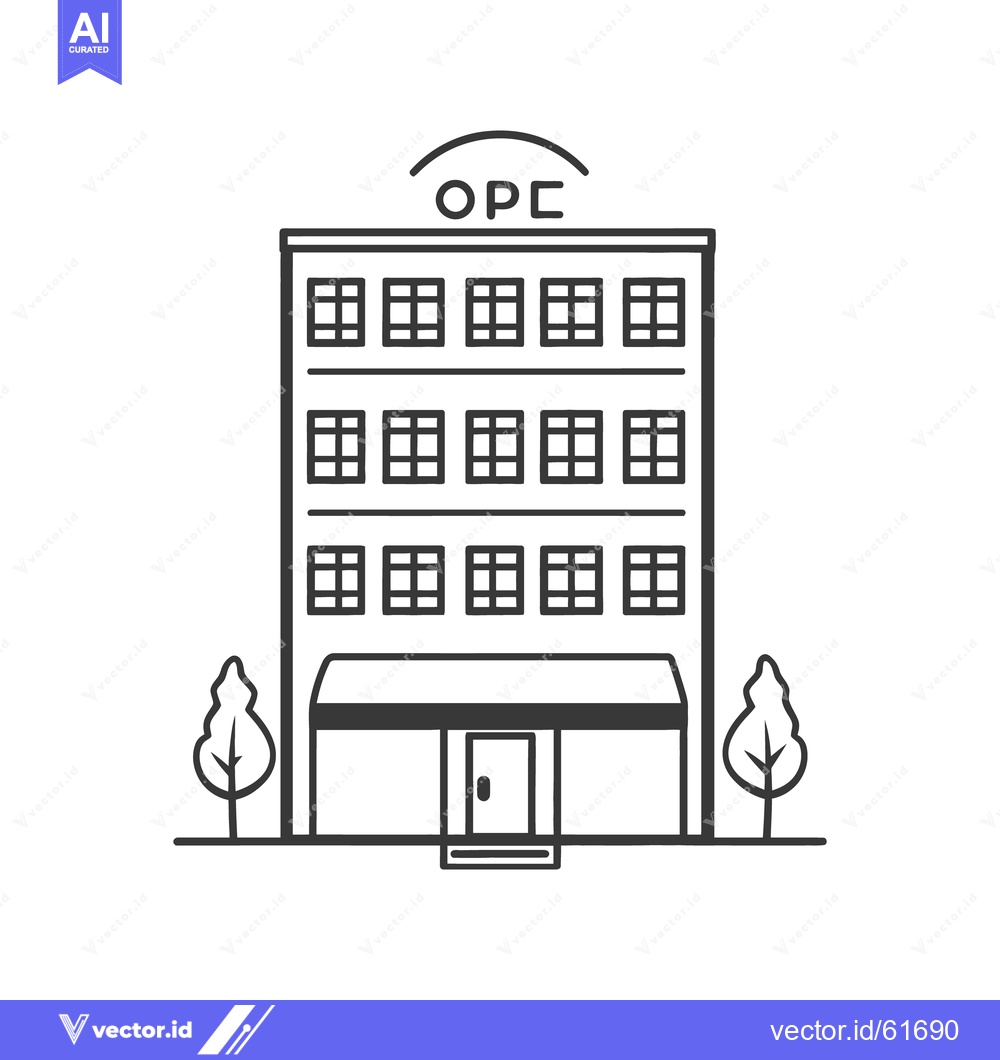 Premium Vector dari A simple black and white vector illustration of a modern office buildi
