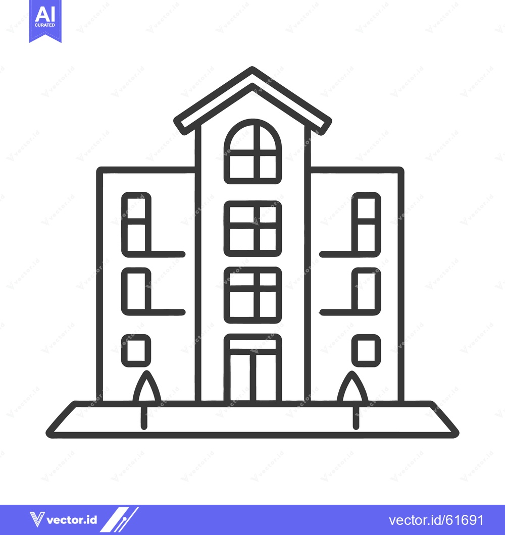 Premium Vector dari Architectural illustration of a tall building with multiple windows an