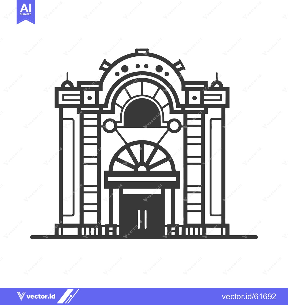 Premium Vector dari An elegant black and white illustration of a grand architectural build