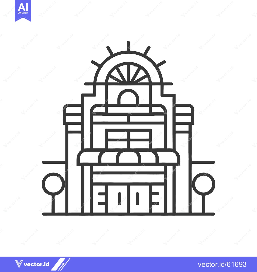 Premium Vector dari Simplified illustration depicting the facade of an ornate building