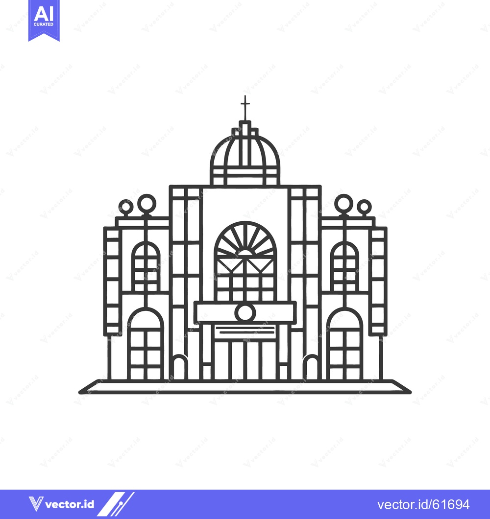 Premium Vector dari Simple Line Art Depicting a Building with Arched Windows