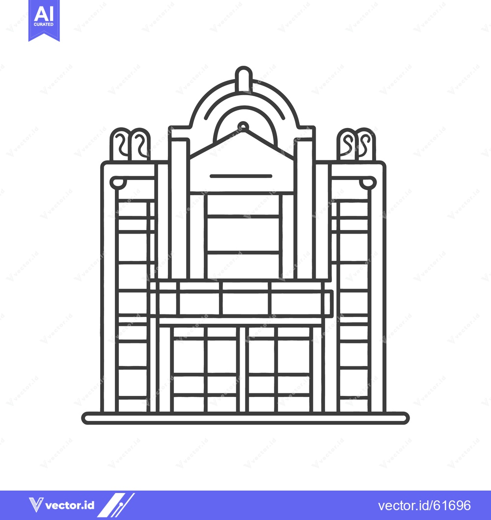 Premium Vector dari A simple black and white line drawing of a building facade