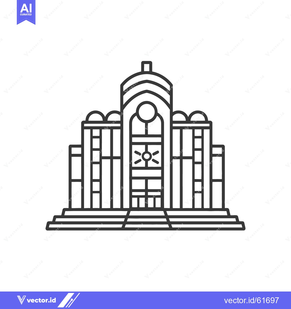 Premium Vector dari A symmetrical line drawing depicts a building with steps and domes