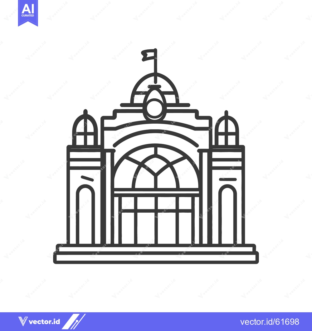 Premium Vector dari Simple line drawing of a classic style building facade