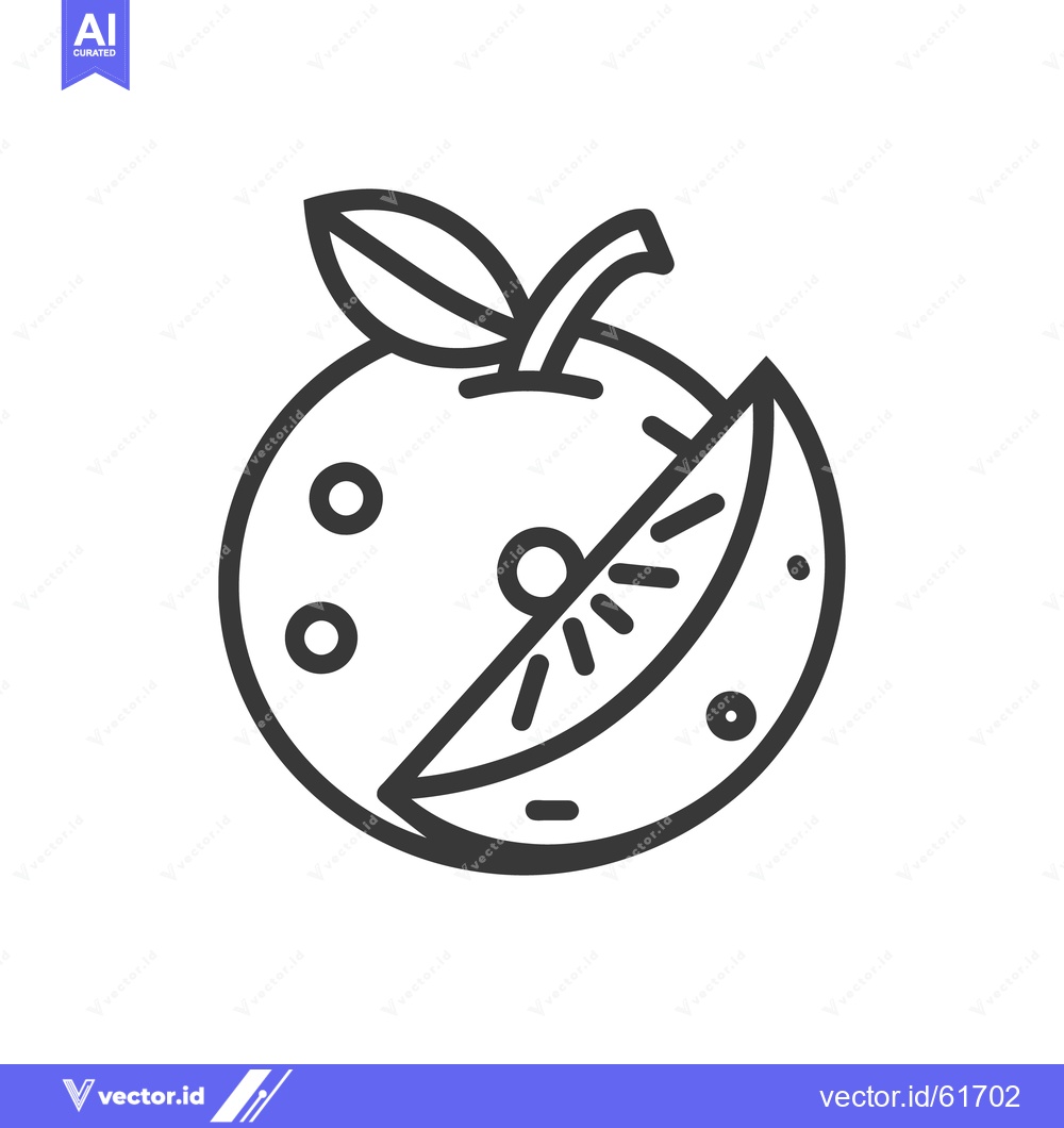 Premium Vector dari An illustrated fruit depicting a slice of orange next to the whole fru