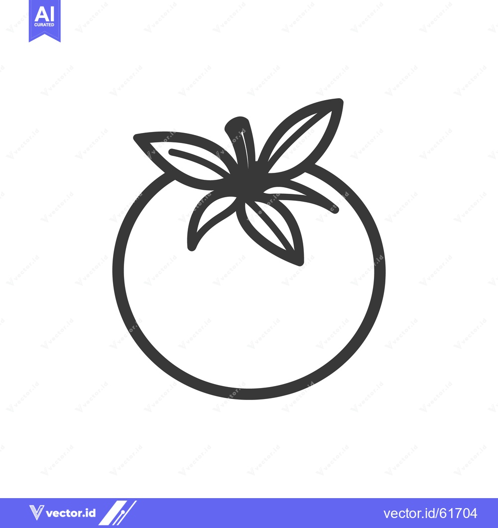Premium Vector dari A simple outlined illustration of a ripe red tomato plant
