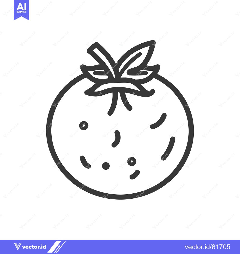 Premium Vector of Simple Black and White Illustration of a Tomato Plant Fruit
